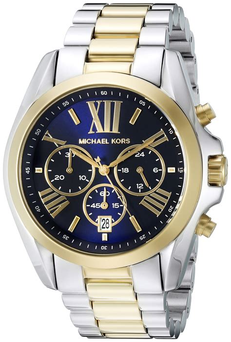 michael kors mens blue and gold watch